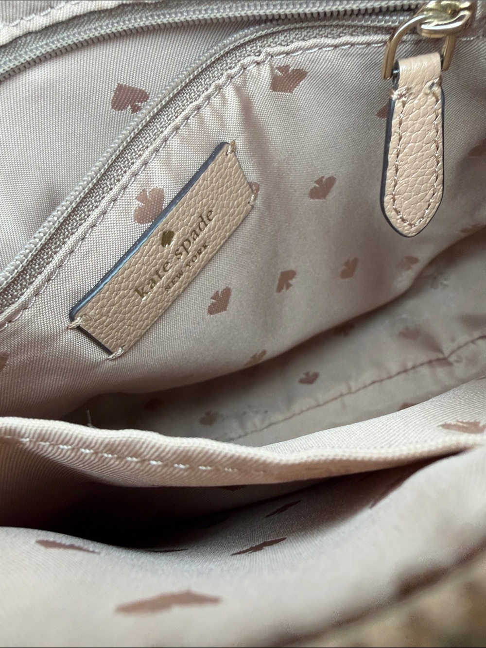 Kate Spade EUC tan pebble leather Crossbody bag W/ canvas adj stripe strap - Picture 16 of 16